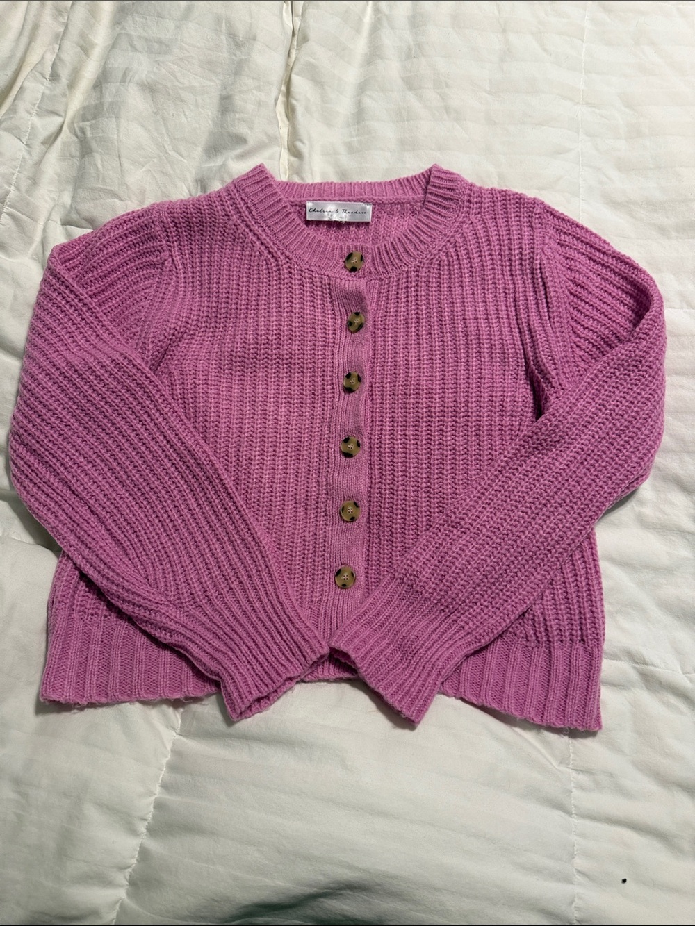 Chelsea & Theodore - Pink Button-Front Knit Cardigan - Small